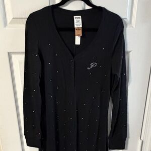 PINK Black Bedazzled Onesie